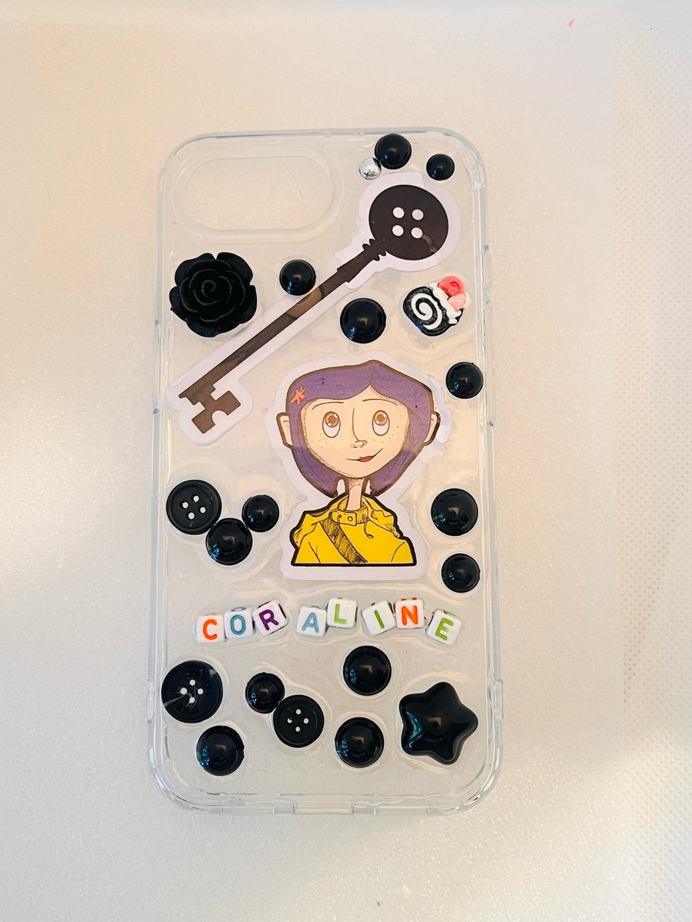 Hand Crafted Resin Coraline Phone Case with Black Accents - Picture 3 of 10